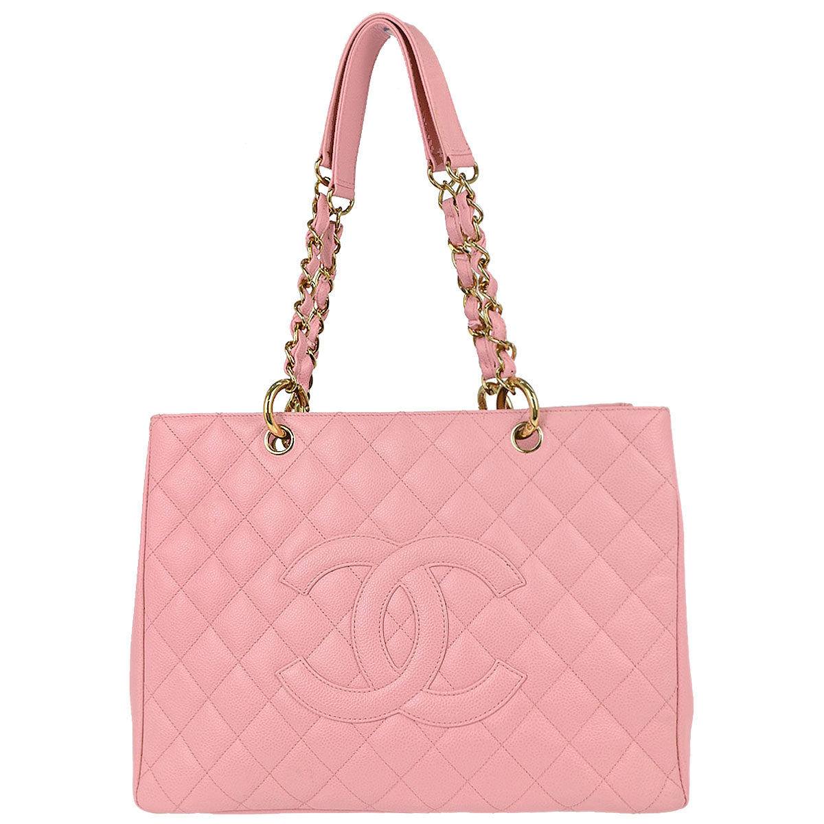 Chanel 2004-2005 Pink Caviar Skin Grand Shopping Tote GST Chain Handbag