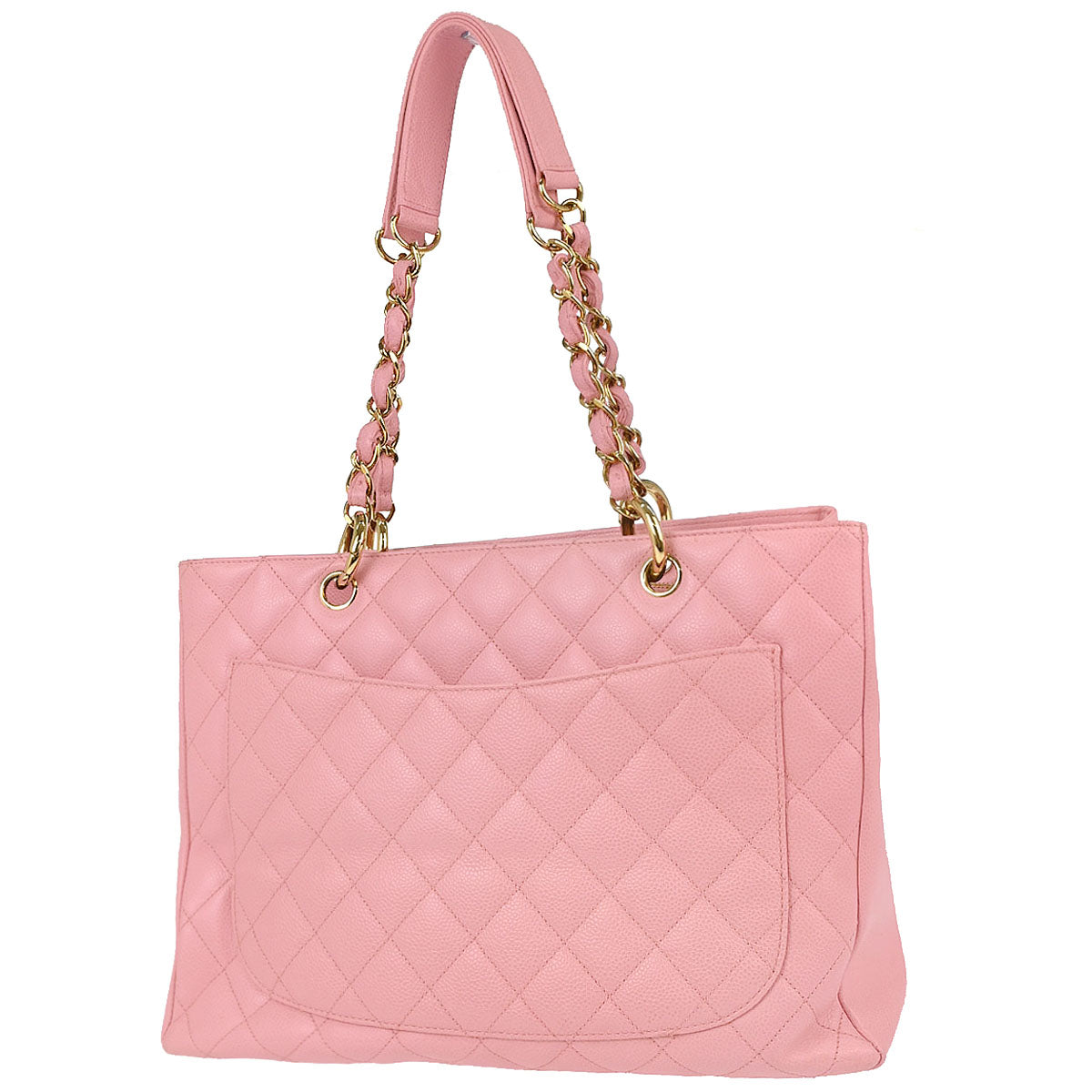 Chanel 2004-2005 Pink Caviar Skin Grand Shopping Tote GST Chain Handbag