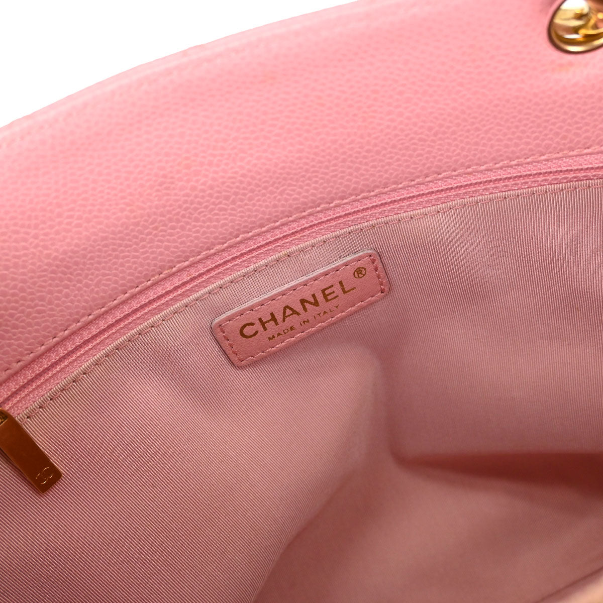 Chanel 2004-2005 Pink Caviar Skin Grand Shopping Tote GST Chain Handbag