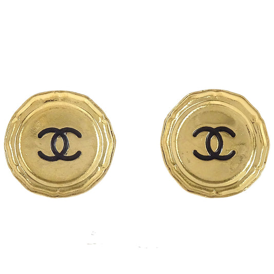 Chanel Button Clip-On Earrings Gold 25