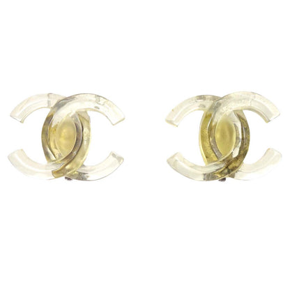 Chanel CC Clear Acrylic Clip-On Earrings 02P