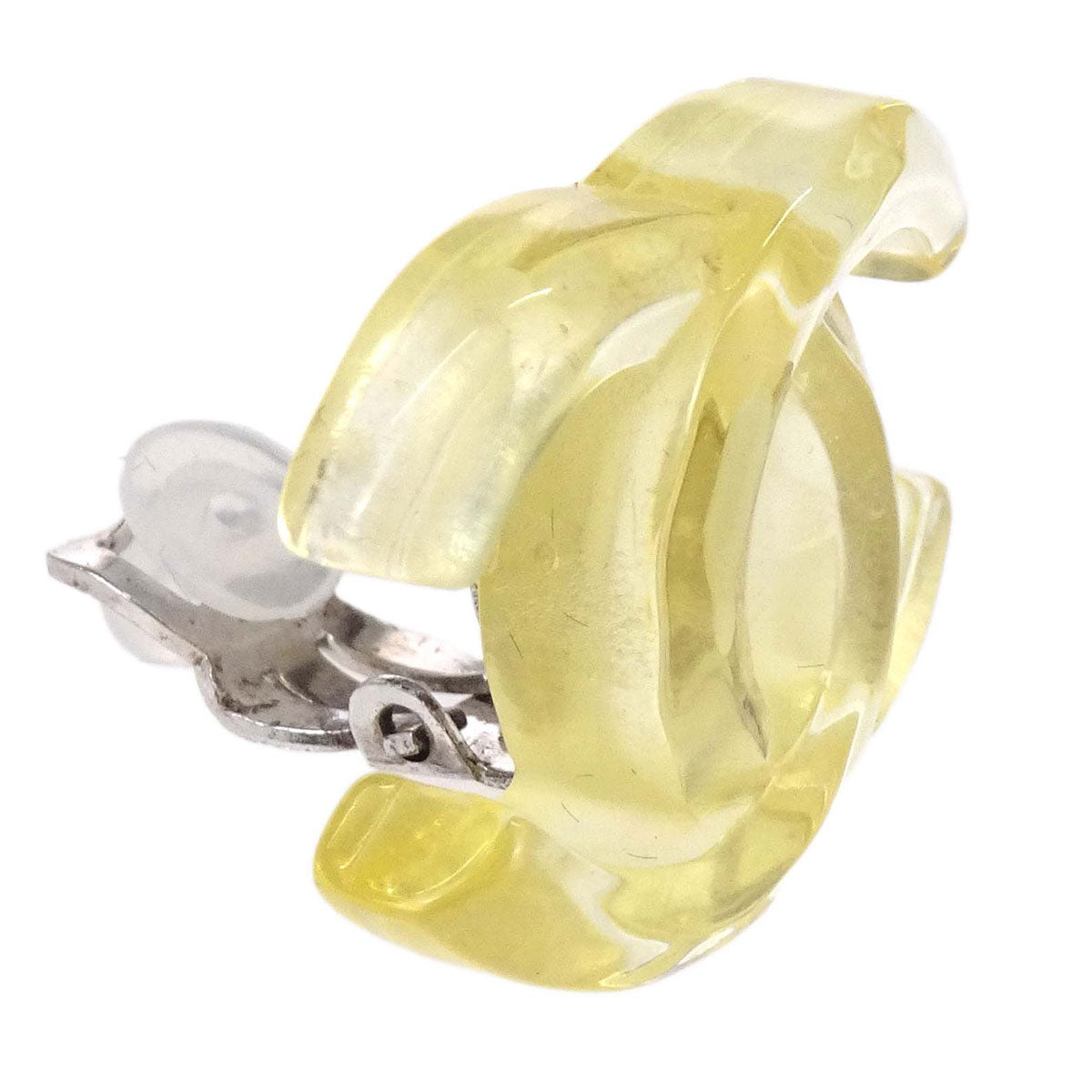 Chanel CC Clear Acrylic Clip-On Earrings 02P