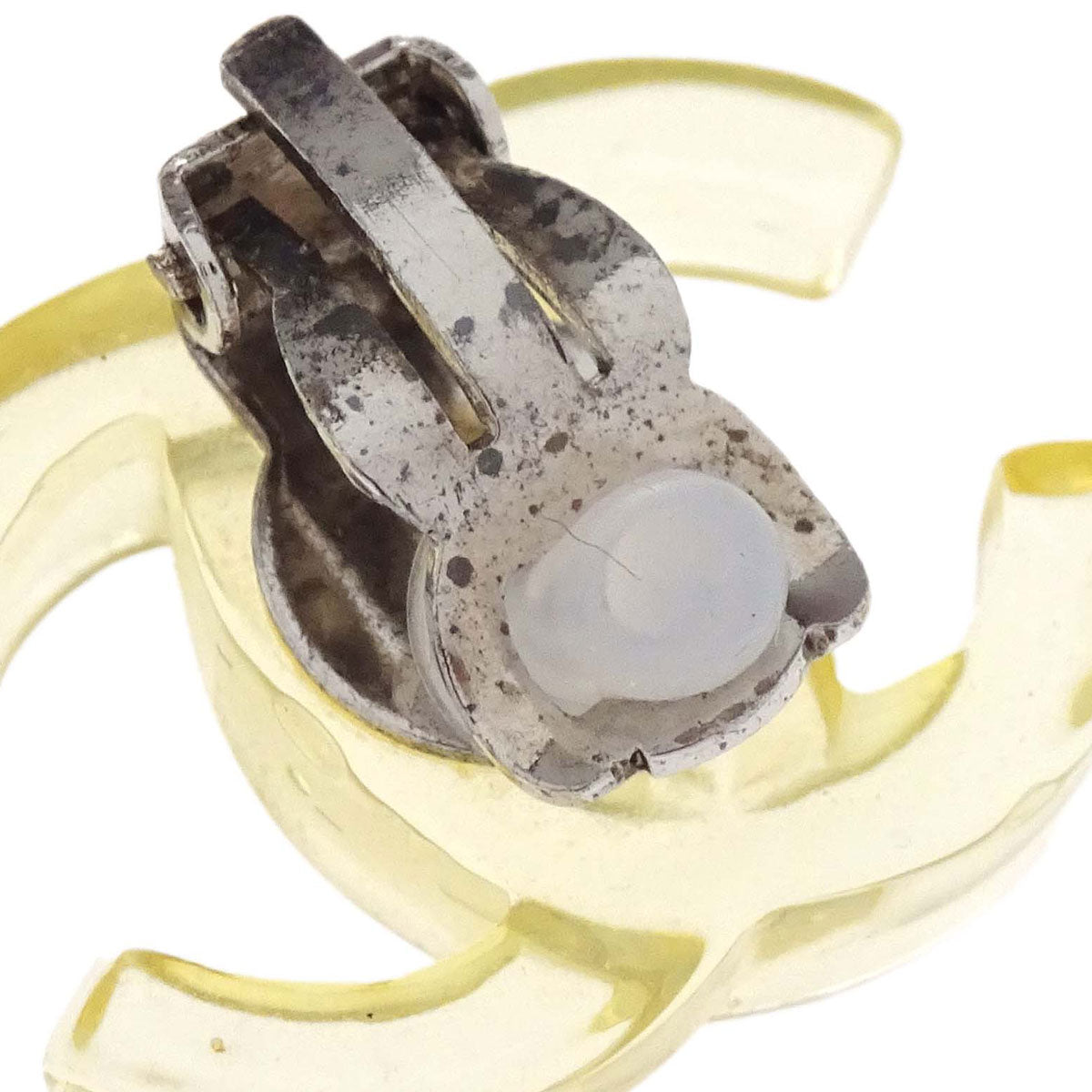 Chanel CC Clear Acrylic Clip-On Earrings 02P