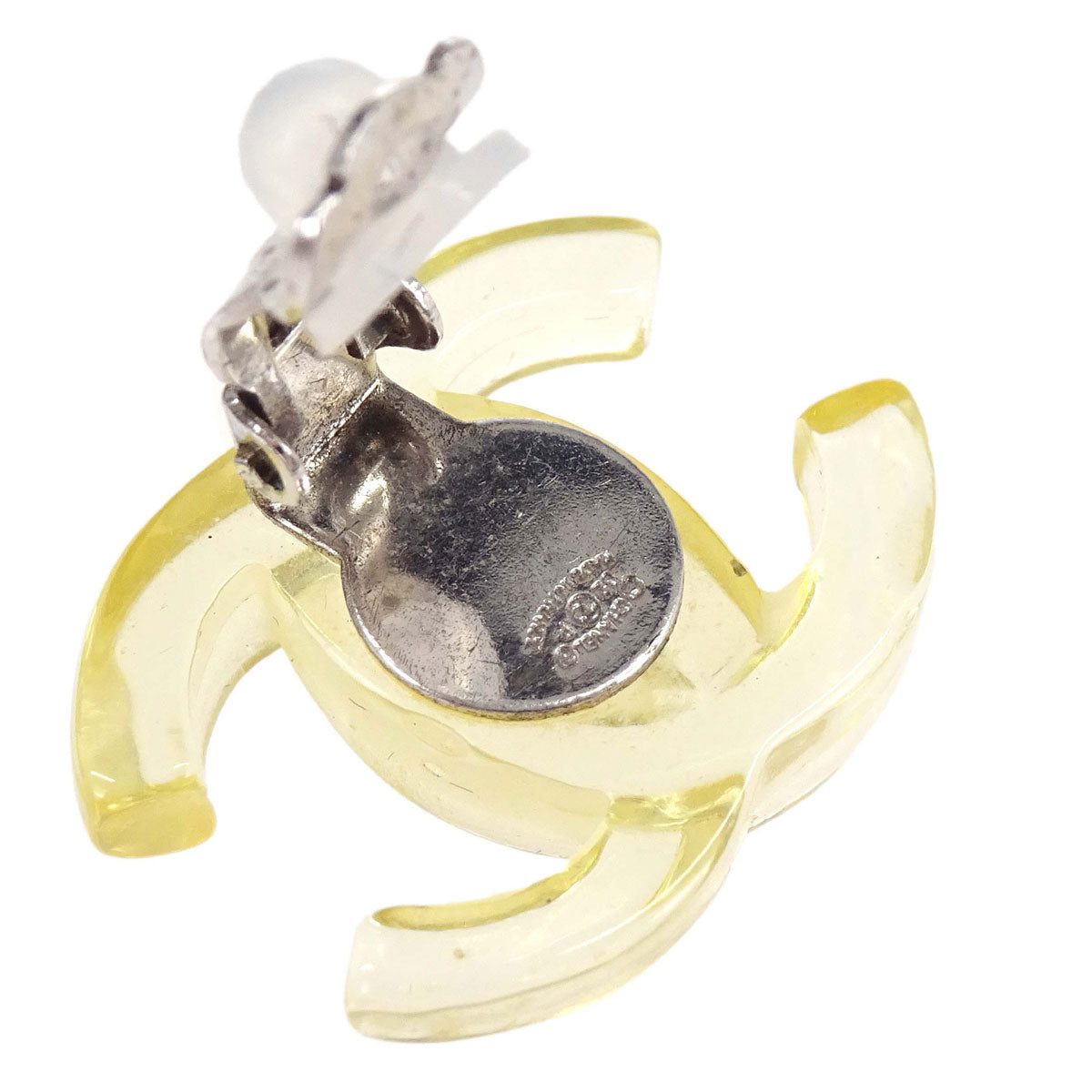 Chanel CC Clear Acrylic Clip-On Earrings 02P