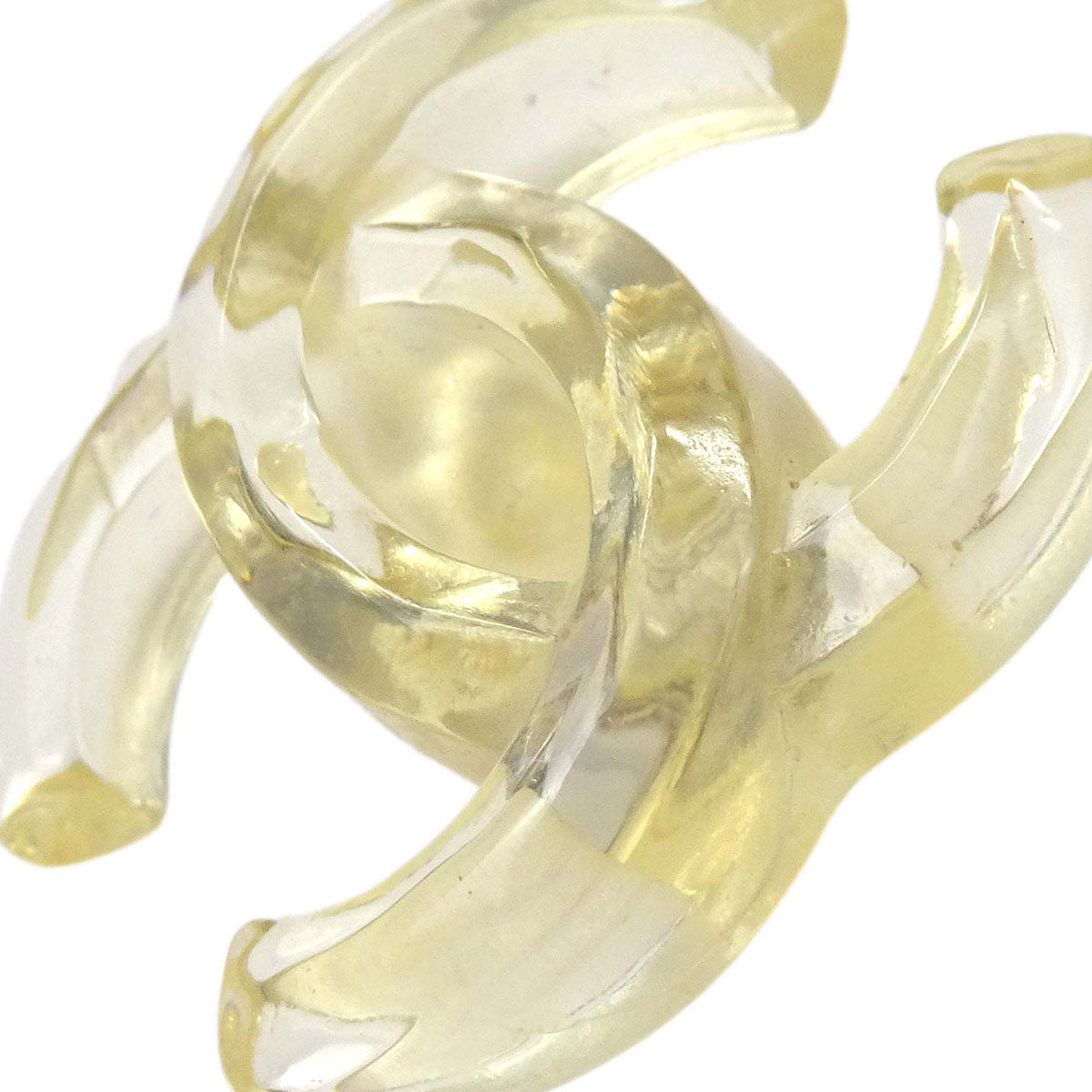 Chanel CC Clear Acrylic Clip-On Earrings 02P