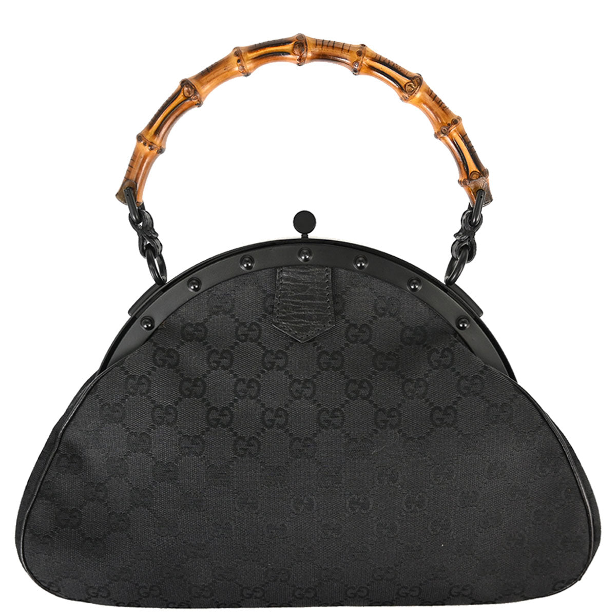 Gucci Black Bamboo GG Handbag