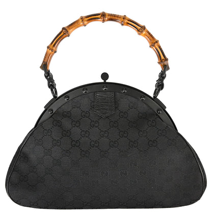 Gucci Black Bamboo GG Handbag