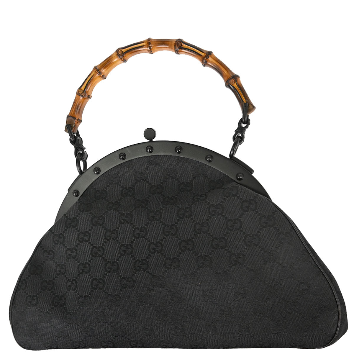 Gucci Black Bamboo GG Handbag