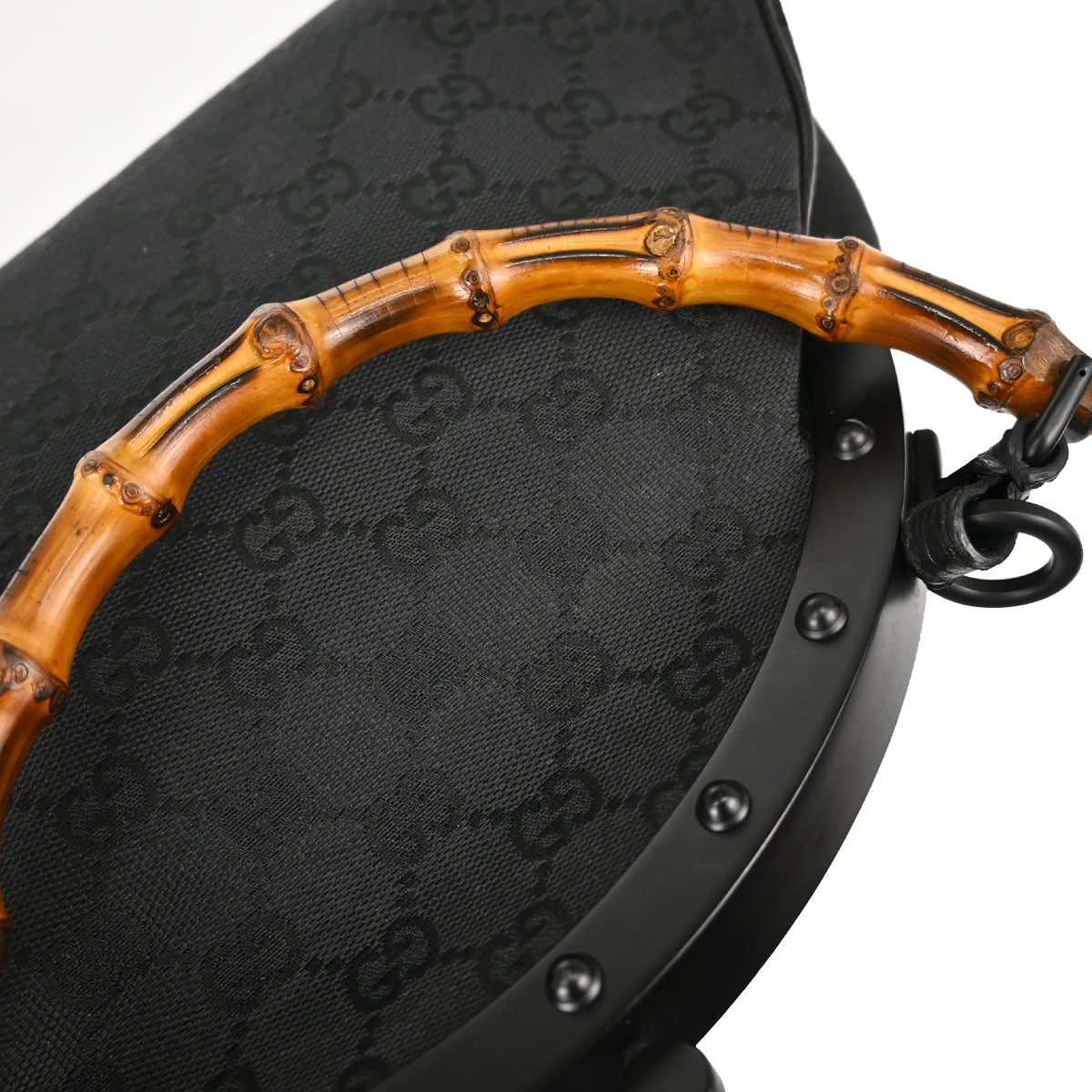 Gucci Black Bamboo GG Handbag