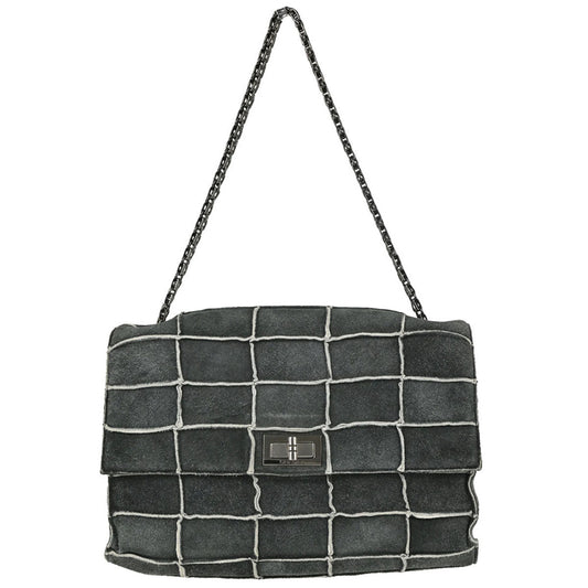 Chanel 1997-1999 Gray Suede Patchwork Reissue Mademoiselle Lock Handbag