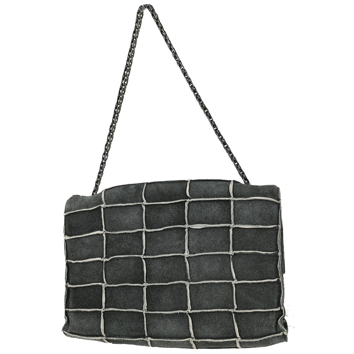 Chanel 1997-1999 Gray Suede Patchwork Reissue Mademoiselle Lock Handbag