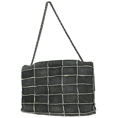 Chanel 1997-1999 Gray Suede Patchwork Reissue Mademoiselle Lock Handbag