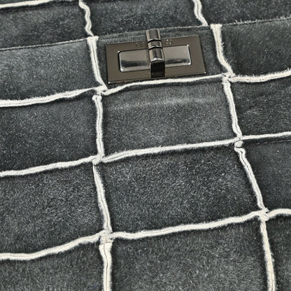 Chanel 1997-1999 Gray Suede Patchwork Reissue Mademoiselle Lock Handbag