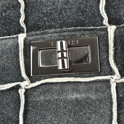 Chanel 1997-1999 Gray Suede Patchwork Reissue Mademoiselle Lock Handbag