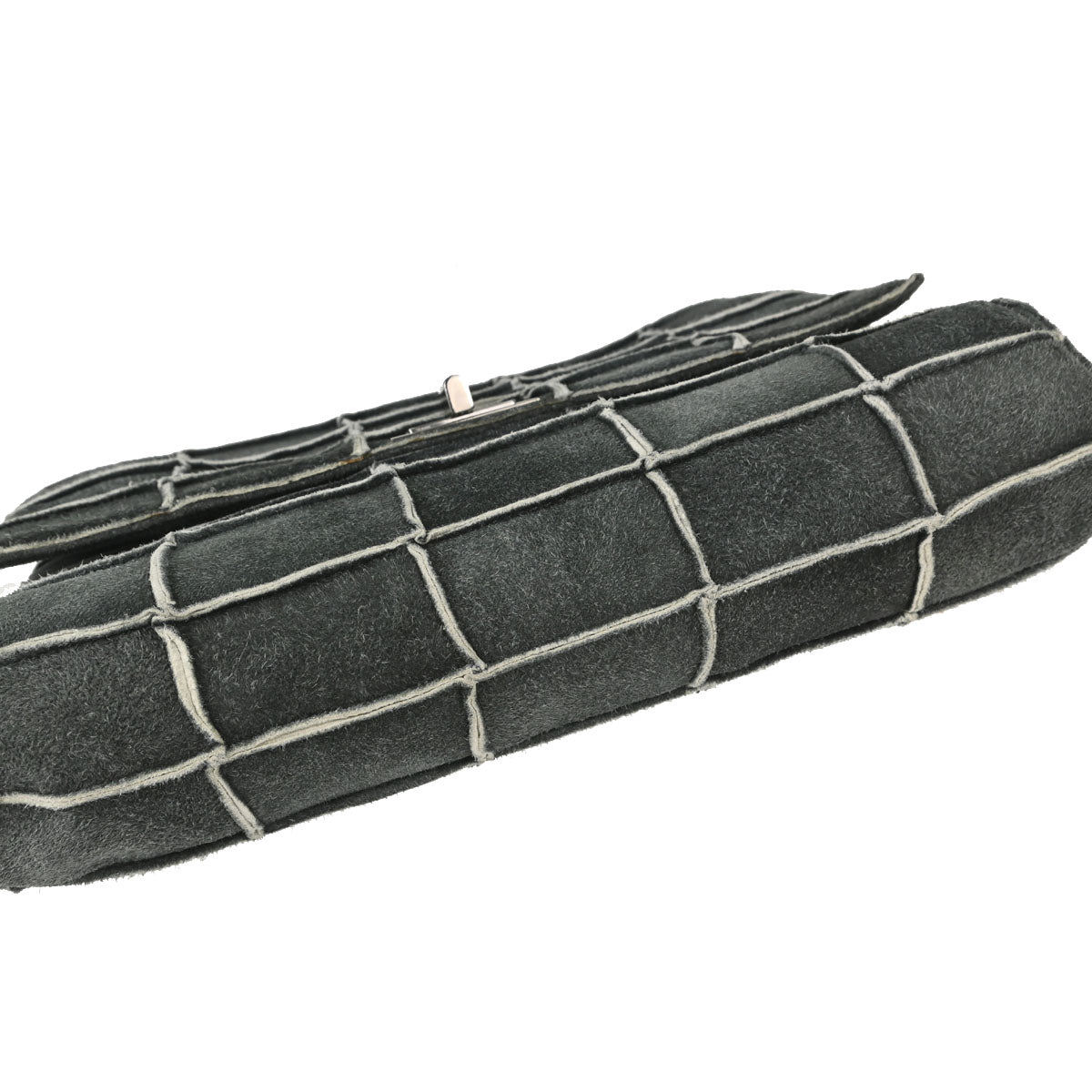 Chanel 1997-1999 Gray Suede Patchwork Reissue Mademoiselle Lock Handbag