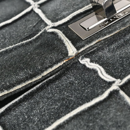 Chanel 1997-1999 Gray Suede Patchwork Reissue Mademoiselle Lock Handbag