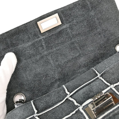 Chanel 1997-1999 Gray Suede Patchwork Reissue Mademoiselle Lock Handbag