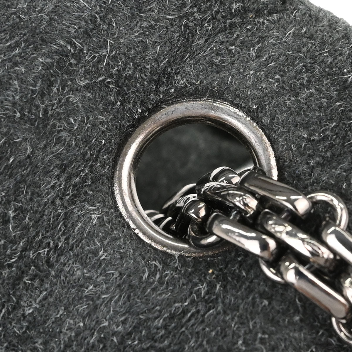 Chanel 1997-1999 Gray Suede Patchwork Reissue Mademoiselle Lock Handbag
