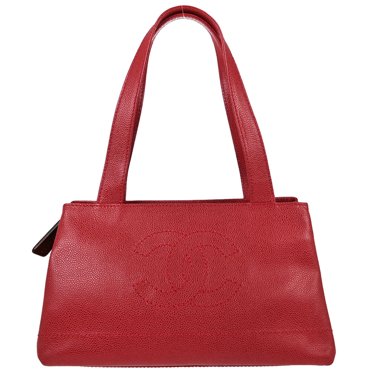 Chanel Red Caviar Skin Tote Handbag