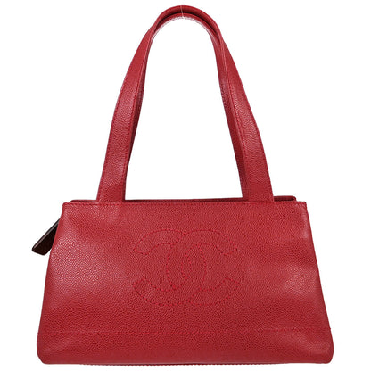 Chanel Red Caviar Skin Tote Handbag