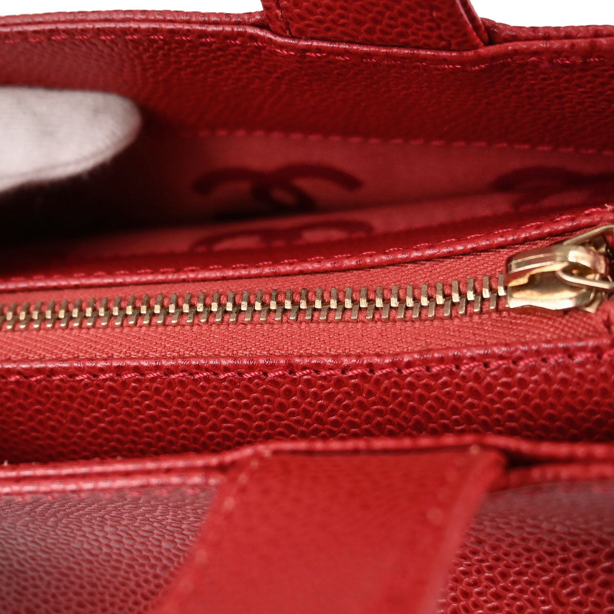 Chanel Red Caviar Skin Tote Handbag
