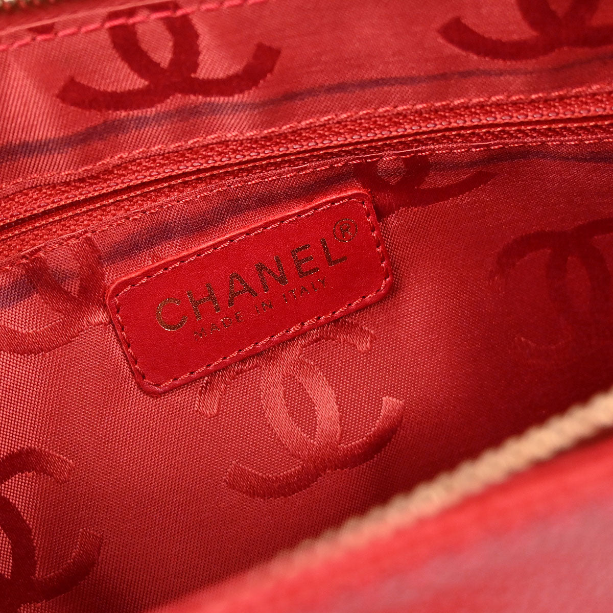 Chanel Red Caviar Skin Tote Handbag