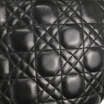 Christian Dior Black Lambskin Lady Dior Medium Cannage 2way Shoulder Handbag