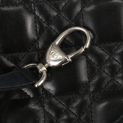 Christian Dior Black Lambskin Lady Dior Medium Cannage 2way Shoulder Handbag