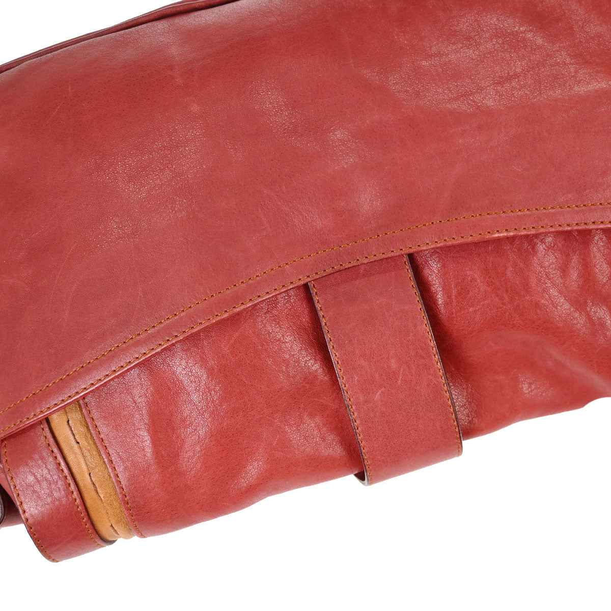 Christian Dior Red Leather Gaucho Shoulder Bag