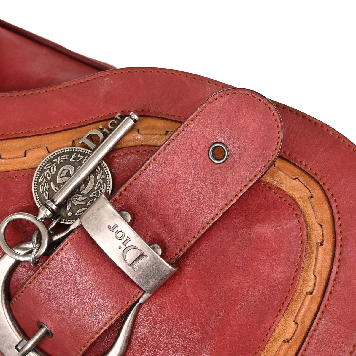 Christian Dior Red Leather Gaucho Shoulder Bag