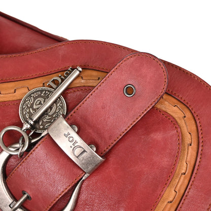 Christian Dior Red Leather Gaucho Shoulder Bag