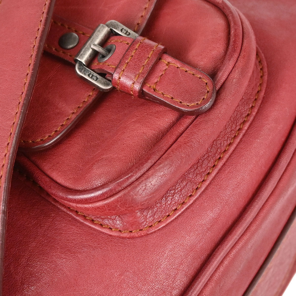 Christian Dior Red Leather Gaucho Shoulder Bag