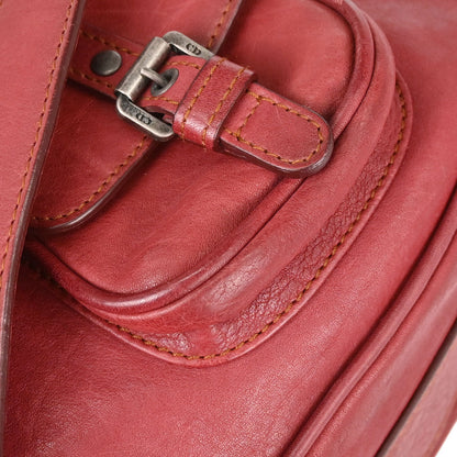 Christian Dior Red Leather Gaucho Shoulder Bag
