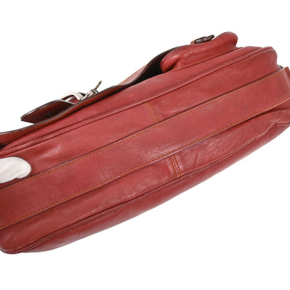 Christian Dior Red Leather Gaucho Shoulder Bag