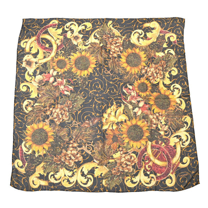 Chanel Black Sunflower Sheer Scarf Small Good