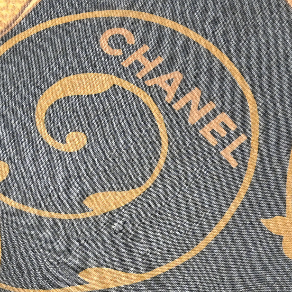 Chanel Black Sunflower Sheer Scarf Small Good