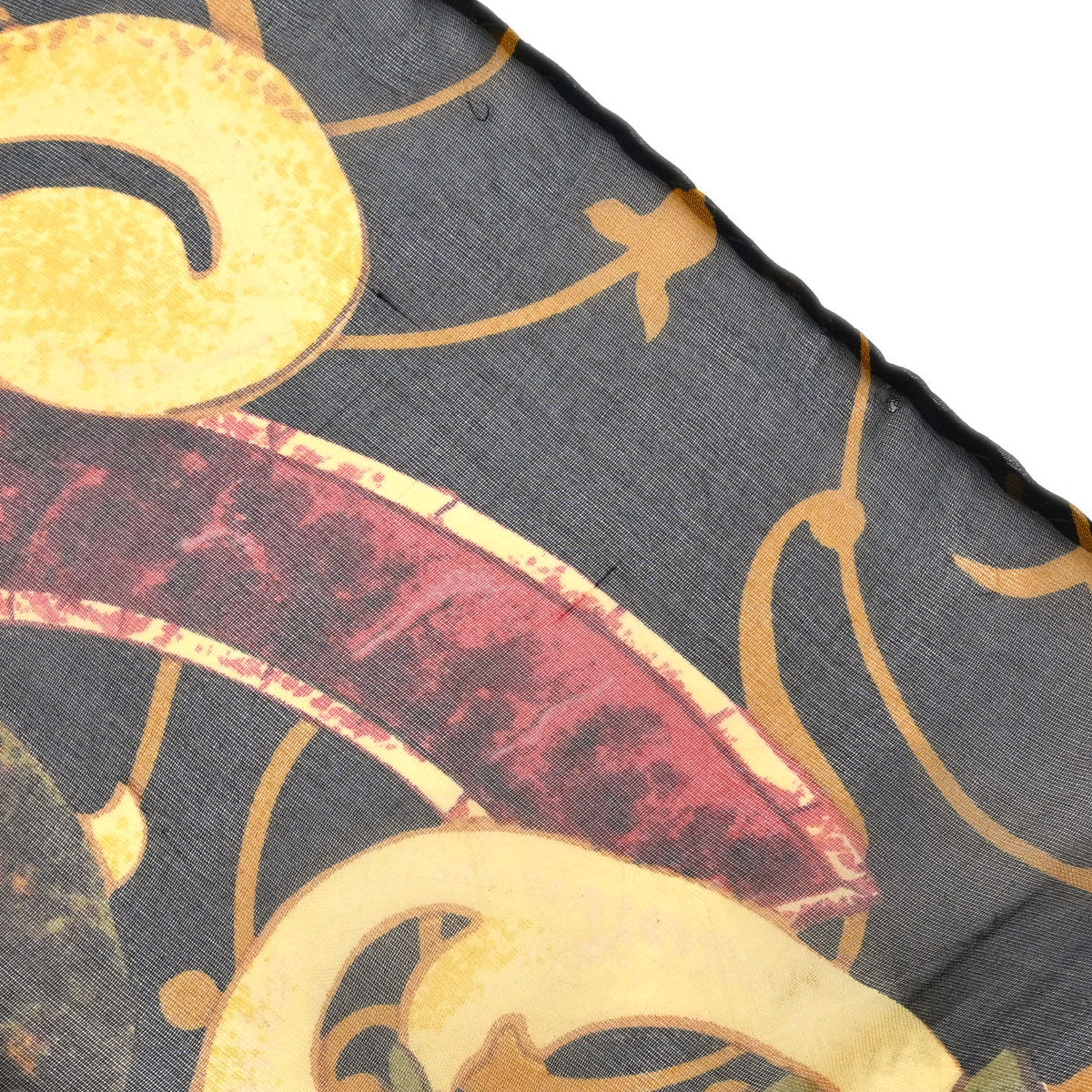 Chanel Black Sunflower Sheer Scarf Small Good
