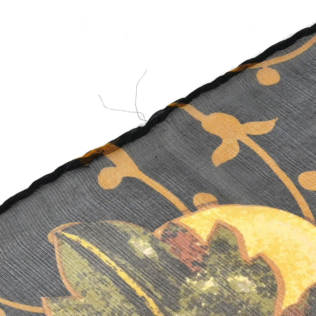 Chanel Black Sunflower Sheer Scarf Small Good