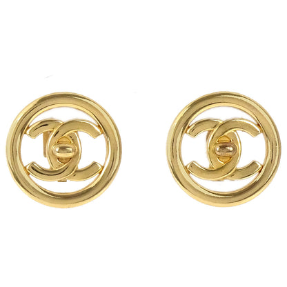Chanel CC Turnlock Button Clip-On Earrings Small Gold 97P