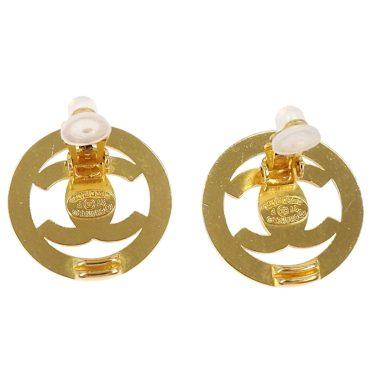 Chanel CC Turnlock Button Clip-On Earrings Small Gold 97P
