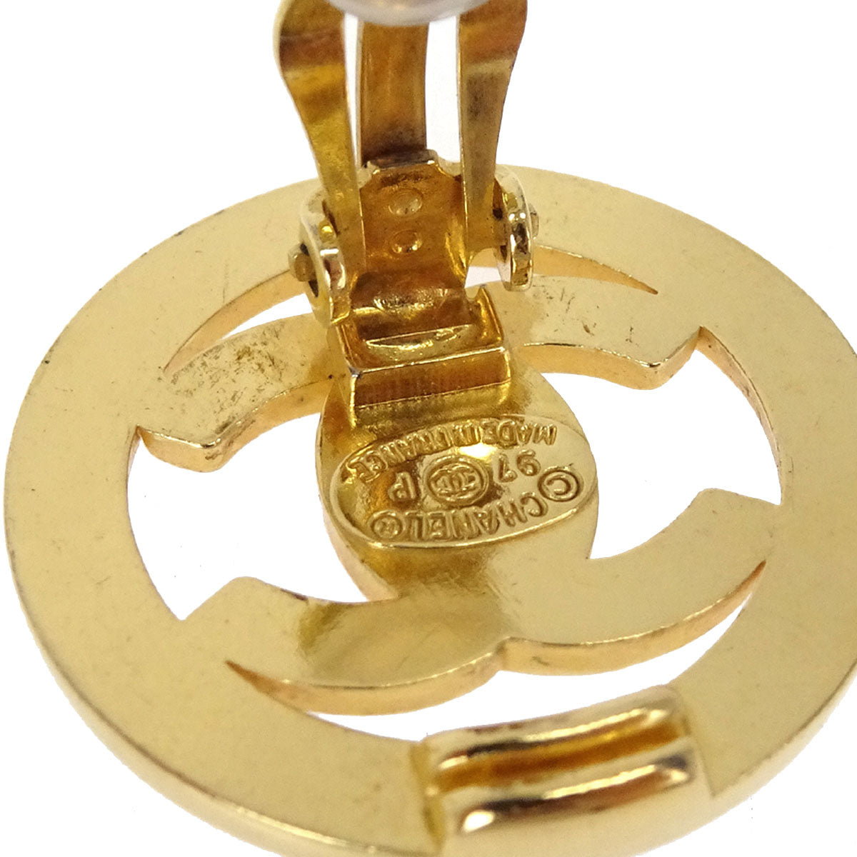 Chanel CC Turnlock Button Clip-On Earrings Small Gold 97P