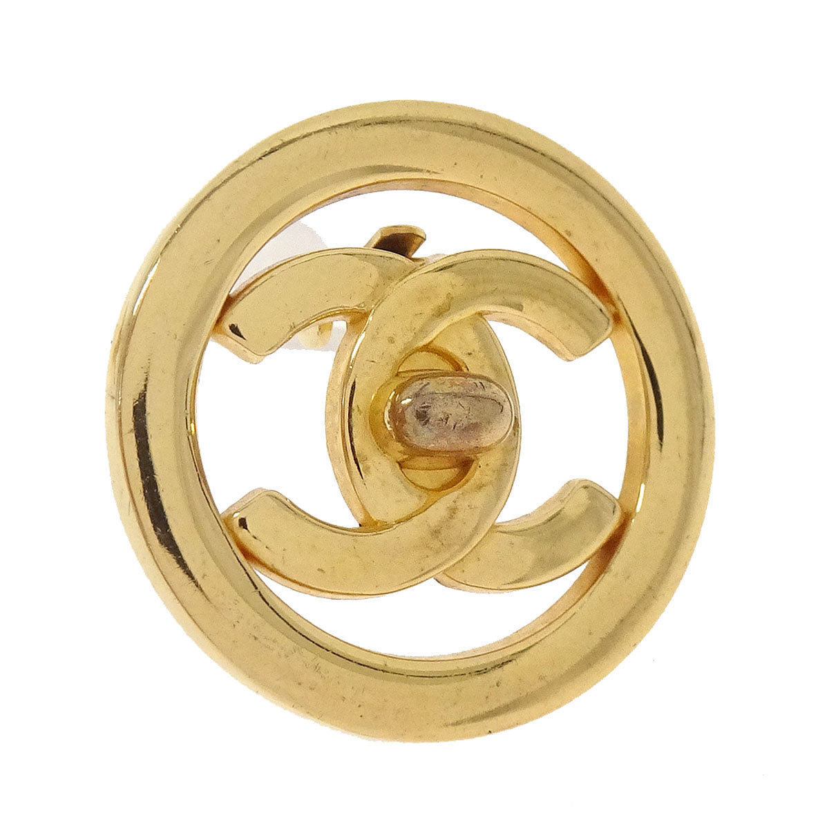 Chanel CC Turnlock Button Clip-On Earrings Small Gold 97P