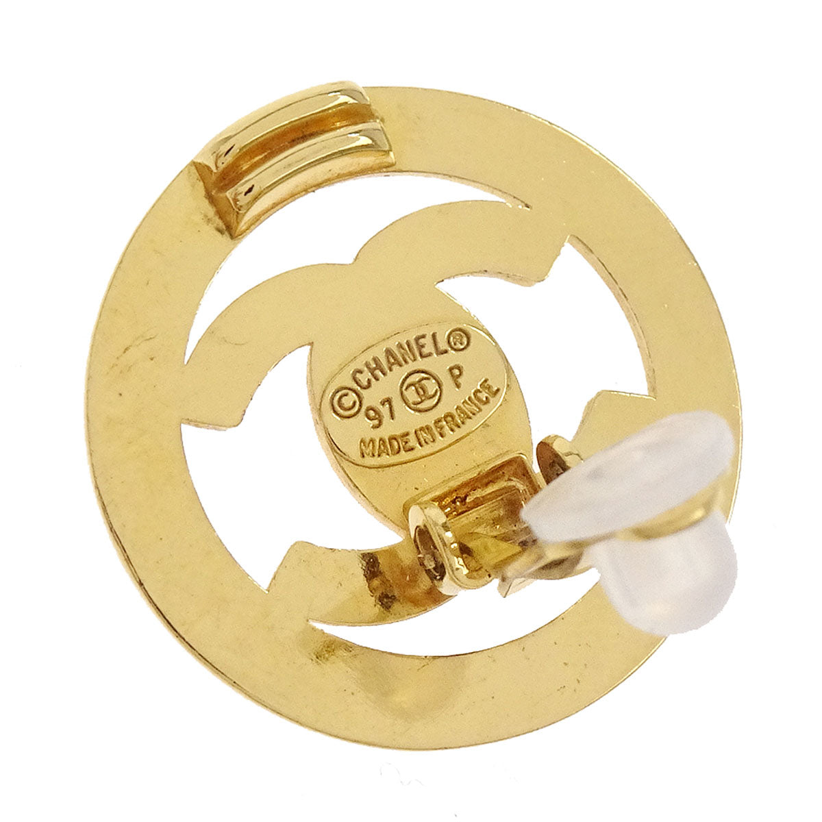 Chanel CC Turnlock Button Clip-On Earrings Small Gold 97P
