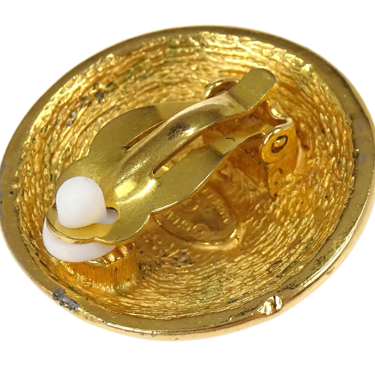 Chanel Button Clip-On Earrings Gold 2389