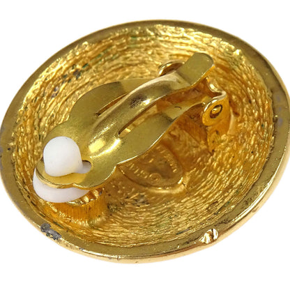 Chanel Button Clip-On Earrings Gold 2389