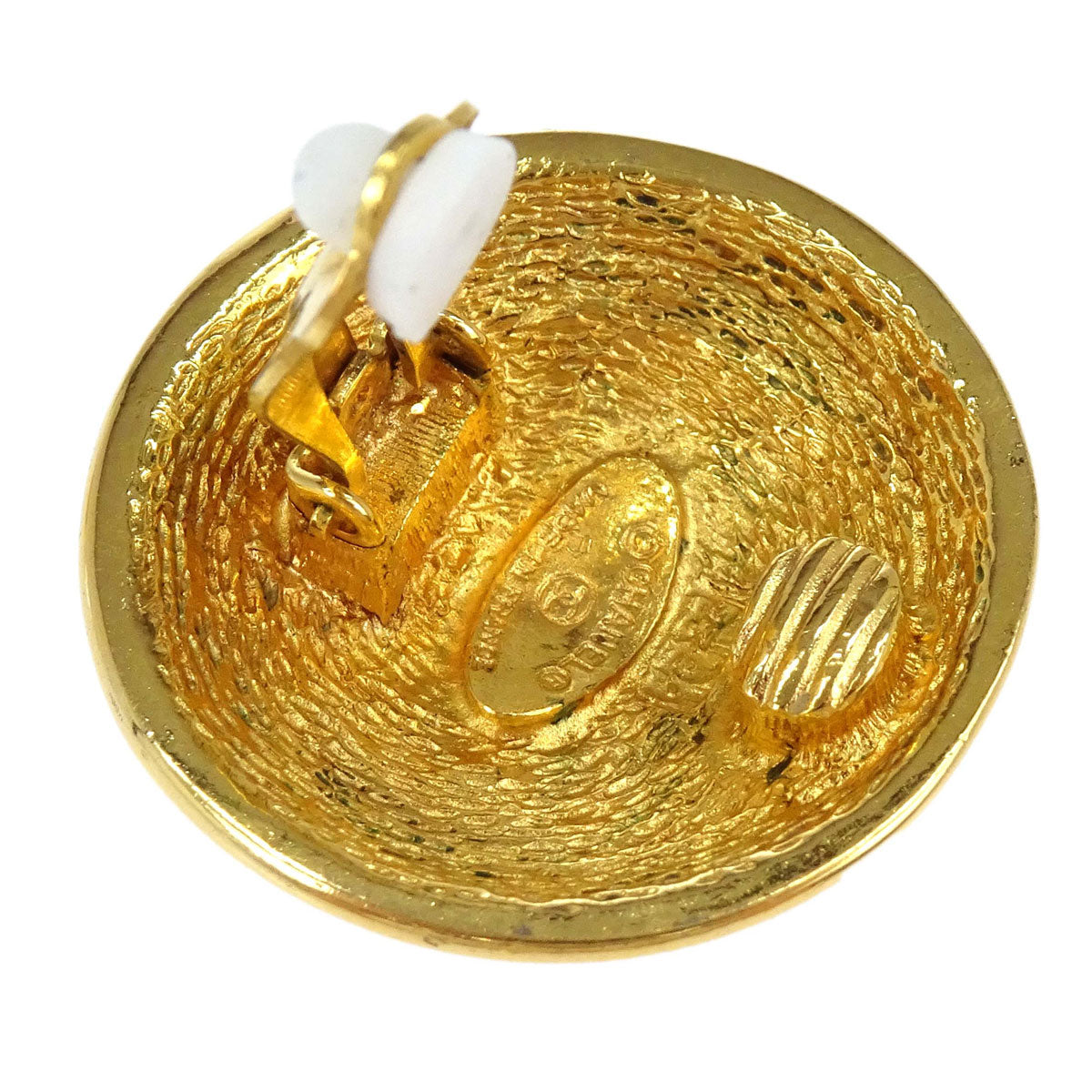 Chanel Button Clip-On Earrings Gold 2389