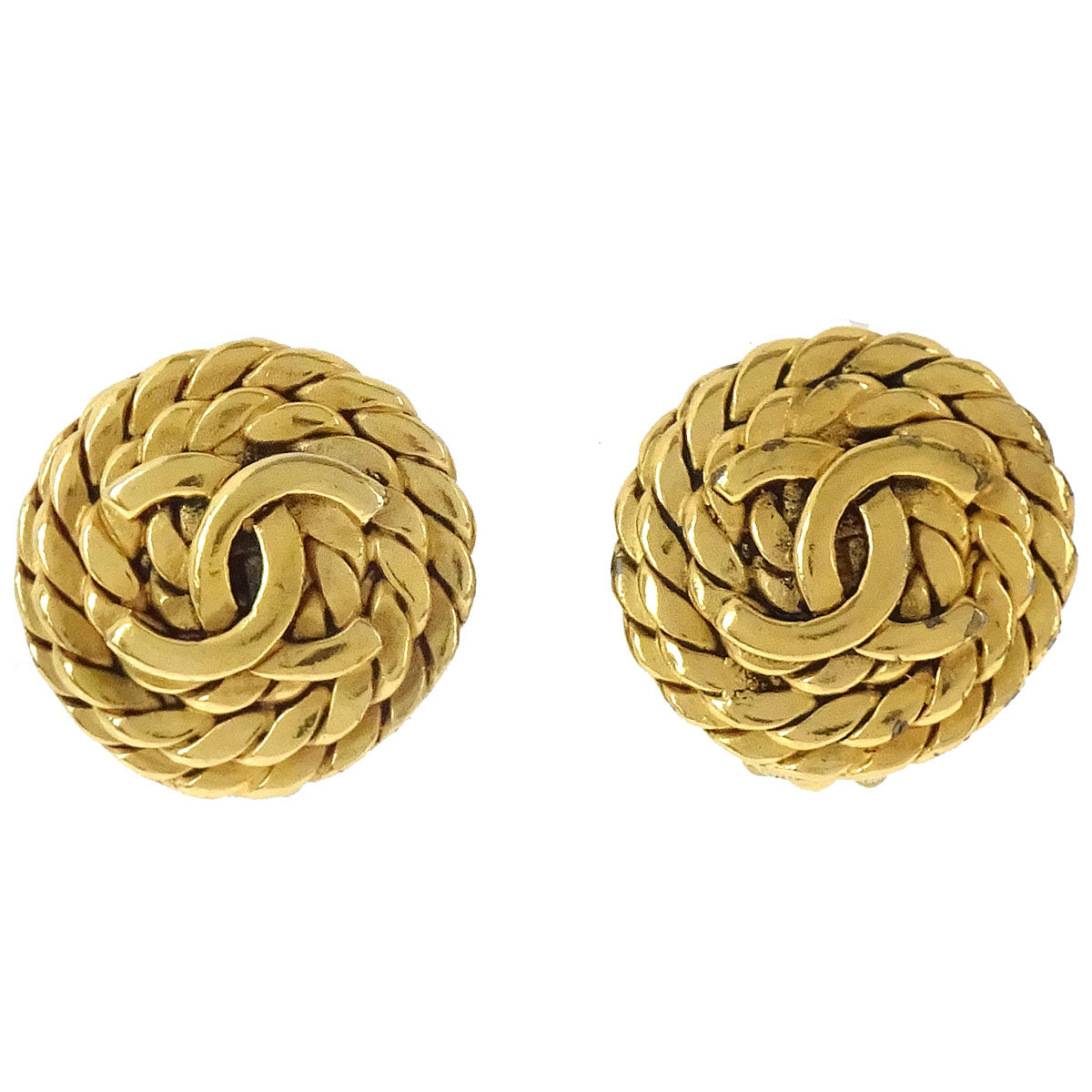 Chanel Button Clip-On Earrings Gold