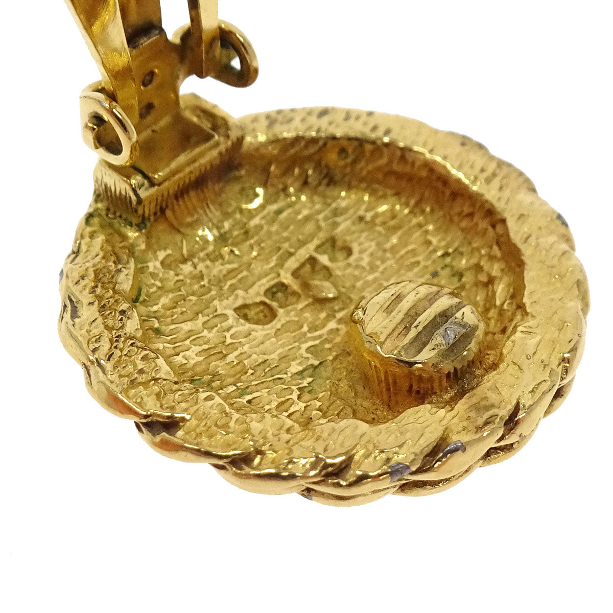 Chanel Button Clip-On Earrings Gold
