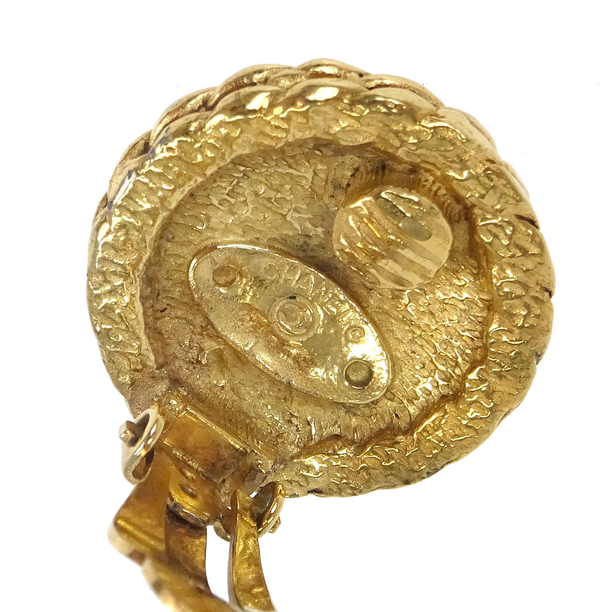 Chanel Button Clip-On Earrings Gold