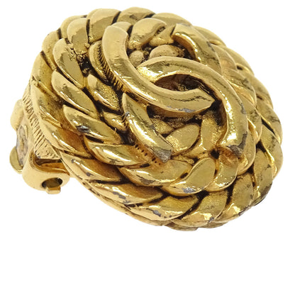 Chanel Button Clip-On Earrings Gold